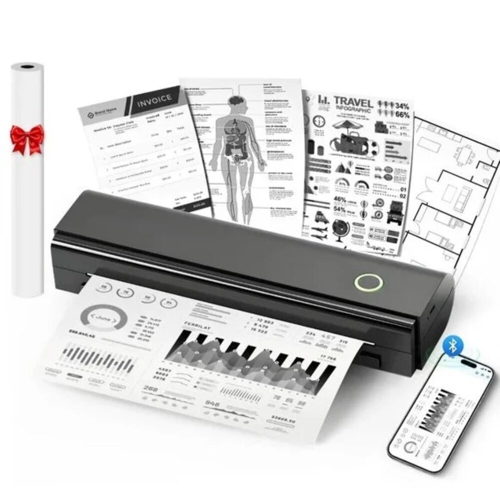 Portable Printer. Wireless, Bluetooth Printer, Travel, No Ink Needed